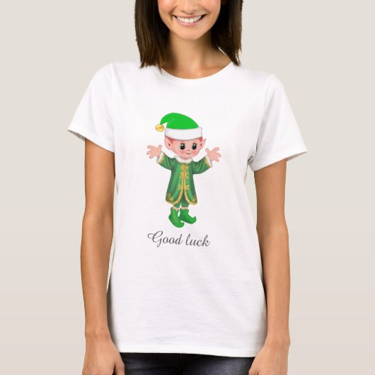 Goede Geluks Elf & Tekst T-shirt (Voorkant)