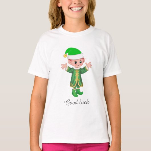 Goede Geluks Elf & Tekst T-shirt (Voorkant)