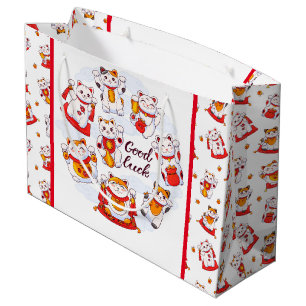 Goede Geluks Maneki Neko Kat Geschenkentas Groot Cadeauzakje