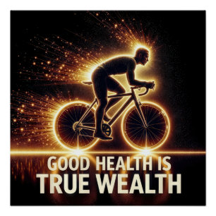 Goede gezondheid Poster met Neon fietser