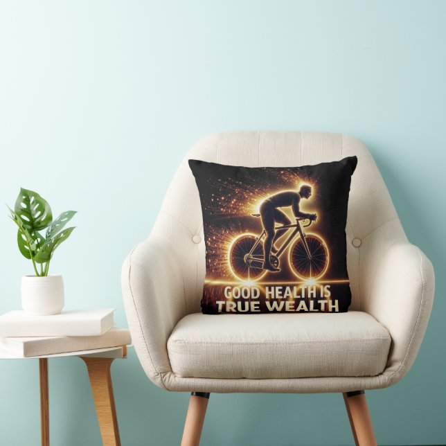 Goede gezondheid Poster met Neon fietser Kussen (Stoel)