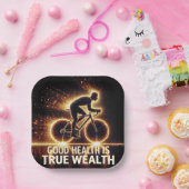 Goede gezondheid Poster met Neon fietser Papieren Bordje (Feest)