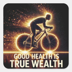 Goede gezondheid Poster met Neon fietser Vierkante Sticker