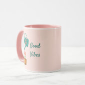 Goede glazen korrelige drenkjes met roze bloem mok (Voorkant links)