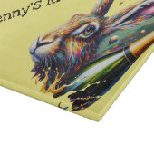 Goede hazendag. Haas & Prosecco! Gele achtergrond Snijplank (Hoek)