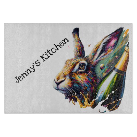 Goede hazendag. Haas & Prosecco! Snijplank (Voorkant)