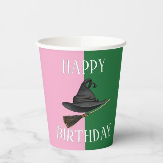 Goede heks Bad Witch Verjaardag - Pink & Green Par Papieren Bekers (Links)