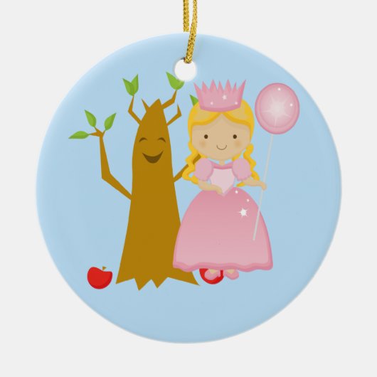 Goede heks naast Talking Tree-kerstversiering Keramisch Ornament (Voorkant)