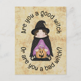 Goede heks of slechte heks? Kinder Halloween Briefkaart