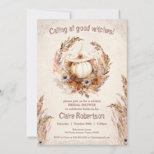 Goede heks pompoen Halloween Vrijgezellenfeest Par Kaart (Voorkant)