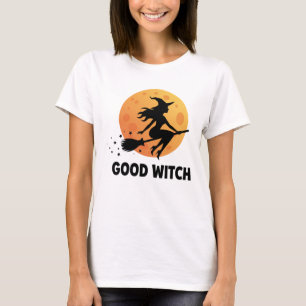 Goede Heks Vliegende Maan Silhouet Modern Hallowee T-shirt