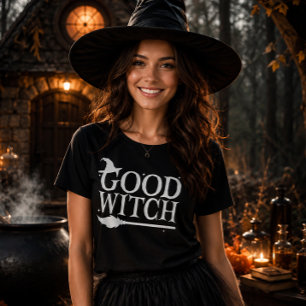 Goede Heks Witte Typografie Dames Halloween T-shirt