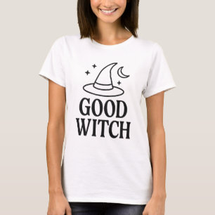 Goede heks   Zwart-wit minimalistische vrouwenhal T-shirt