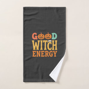 Goede Heksen Energie Halloween Pompoen Ontwerp_1 Handdoek