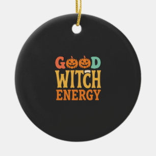 Goede Heksen Energie Halloween Pompoen Ontwerp_1 Keramisch Ornament