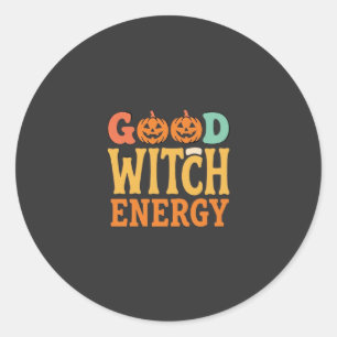 Goede Heksen Energie Halloween Pompoen Ontwerp_1 Ronde Sticker