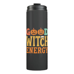 Goede Heksen Energie Halloween Pompoen Ontwerp_1 Thermosbeker