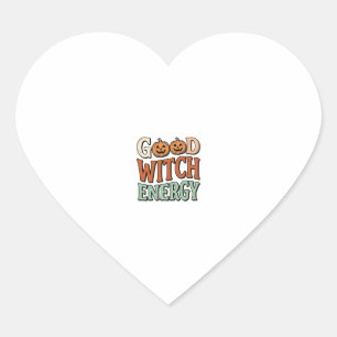 Goede Heksen Energie Vintage Halloween Vector Ontw Hart Sticker