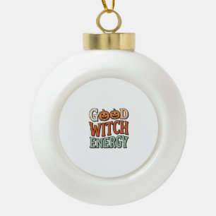 Goede Heksen Energie Vintage Halloween Vector Ontw Keramische Bal Ornament