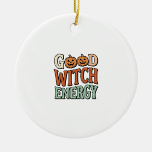 Goede Heksen Energie Vintage Halloween Vectorontwe Keramisch Ornament