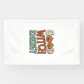 Goede Heksenenergie Vintage Halloween Vectorontwer Spandoek (Horizontaal)