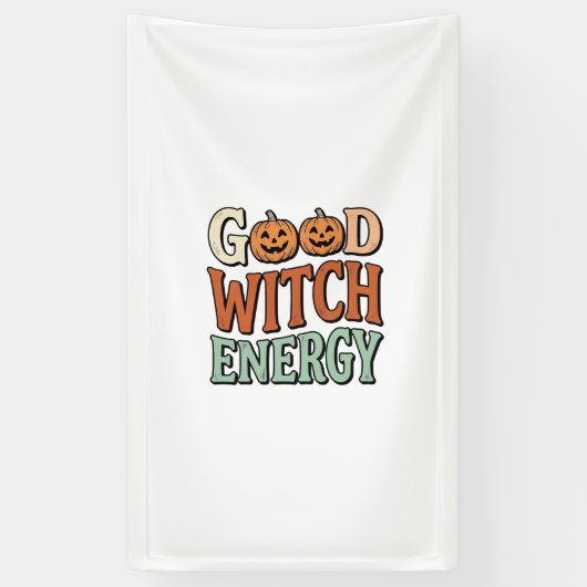 Goede Heksenenergie Vintage Halloween Vectorontwer Spandoek (Verticaal)