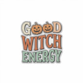 Goede Heksenenergie Vintage Halloween Vectorontwer Sticker (Voorkant)