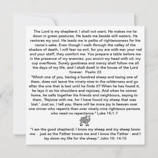 Goede Herder en verloren schaap Platte Kaart (Achterkant)