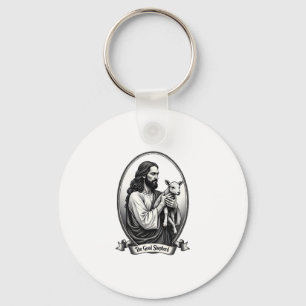 Goede Herder Jezus Vintage Gravure Geloofts T-shir Sleutelhanger