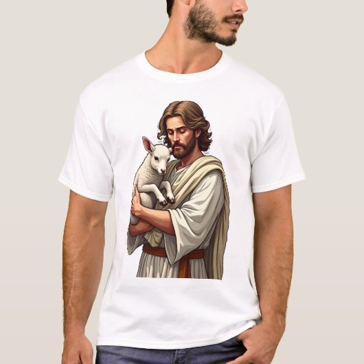 Goede Herder Jezus Vintage Gravure T-shirt (Voorkant)