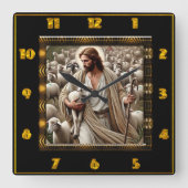 Goede Herder Johannes 10:7 Glorieuze Herder Vierkante Klok (Voorkant)
