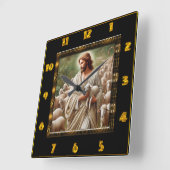 Goede Herder Johannes 10:7 Trouwe Herder Kunst Vierkante Klok (Hoek)