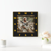 Goede Herder Johannes 10:7 Vreedzame Herder Scene Vierkante Klok (Huis)