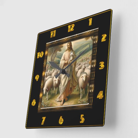 Goede Herder Johannes 10:7 Vreedzame Herder Veld Vierkante Klok (Hoek)