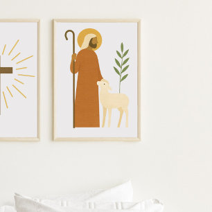 Goede Herder met Lam Poster