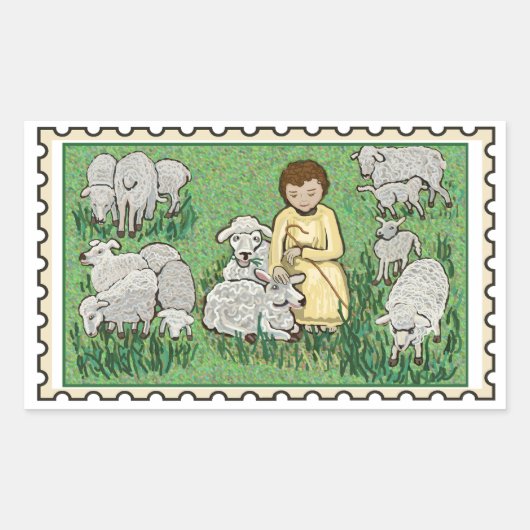 Goede Herder Nepzegel Rechthoekige Sticker (Voorkant)