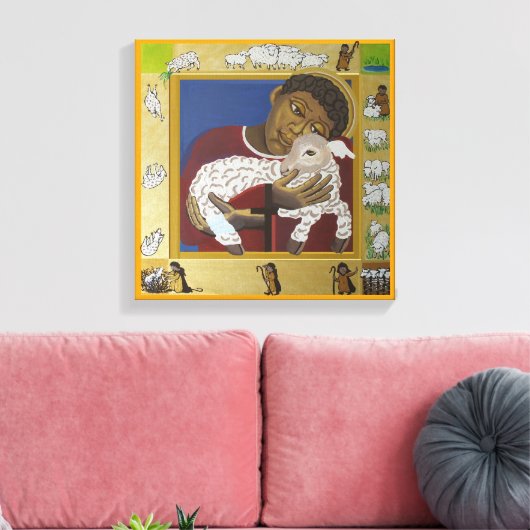 Goede Herder Verloren Schaap Icoon Canvas Afdruk (Insitu (Woonkamer))