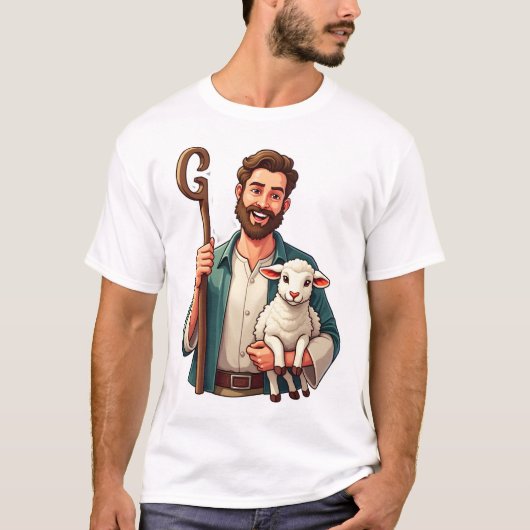 Goede Herder Vintage Gravure Jezus Shirt (1) (Voorkant)