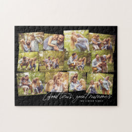 Goede herinneringen 12 foto's collage zwart legpuzzel