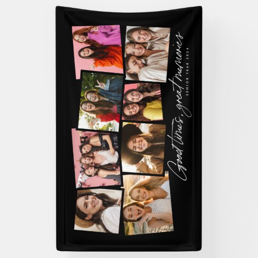 Goede herinneringen zwarte fotocollage spandoek (Verticaal)