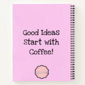 Goede ideeën beginnen met koffie! Aanpasbaar Notitieboek (Achterkant)
