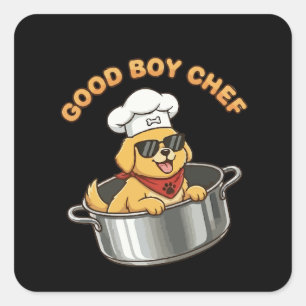 Goede Jongen Chef Koken Hond Vierkante Sticker