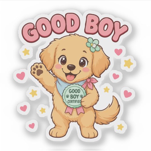Goede Jongen Golden Retriever Gecertificeerd Sticker (Voorkant)