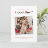 Goede Jongen Hond Kerstmis Fotokaart Feestdagenkaart (Staand voorkant)