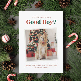 Goede Jongen Hond Kerstmis Fotokaart Feestdagenkaart