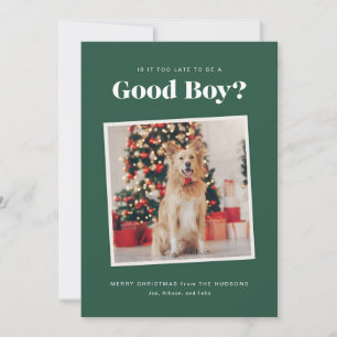 Goede Jongen Hond Kerstmis Fotokaart Feestdagenkaart