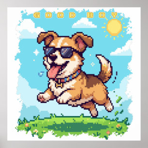Goede Jongen Pixel Puppy Retro Gaming Design Poster