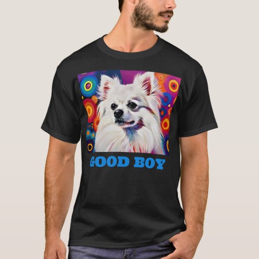 Goede Jongen Witte Pommerse Hond T-shirt (Voorkant)