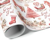 Goede jul Scandinavische Afbeeldingen vakantie Cadeaupapier (Rol Hoek)