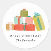 Goede kerstcadeautjes voor Waterverf Ronde Sticker (Voorkant)